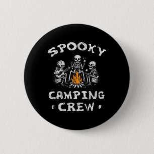 Camping Crew Halloween Camping Skeleton Campingpla Button