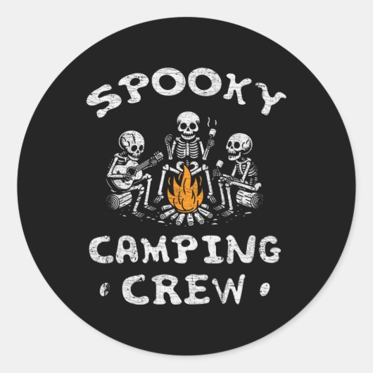 Camping Crew Halloween Camping Skeleton Campingpla Runder Aufkleber (Vorderseite)