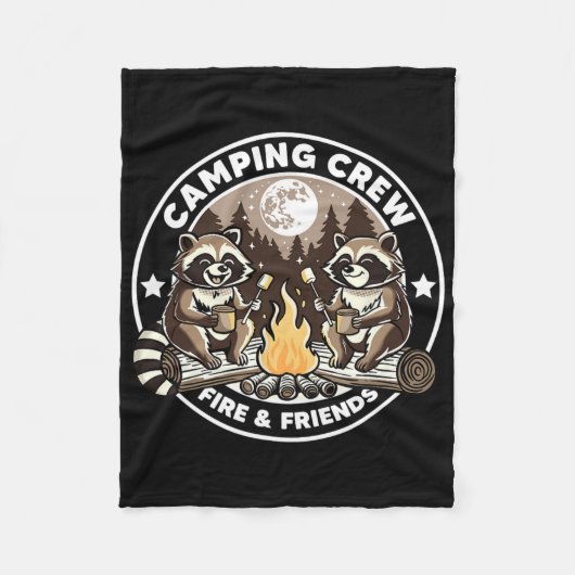 Camping Crew Hike Camping Campfire Raccoons Family Fleecedecke (Vorderseite)