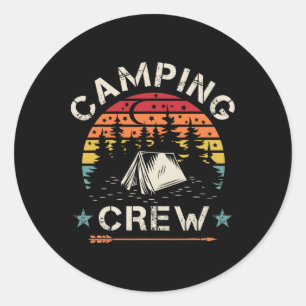 Camping Crew Retro Camper Runder Aufkleber