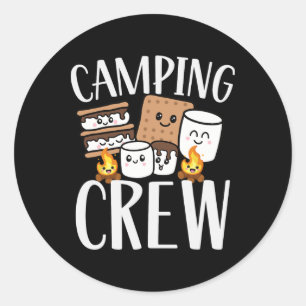 Camping-Crew Smore Lagerfeuer Gruppe Squad Team Ki Runder Aufkleber