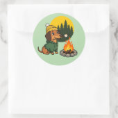 Camping-Dachshund röstet Marshmallow Runder Aufkleber (Tasche)