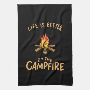 Camping - Das Leben ist besser am Lagerfeuer Geschirrtuch