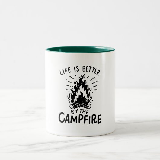 Camping - Das Leben wird besser durch das Lagerfeu Zweifarbige Tasse (Mittel)
