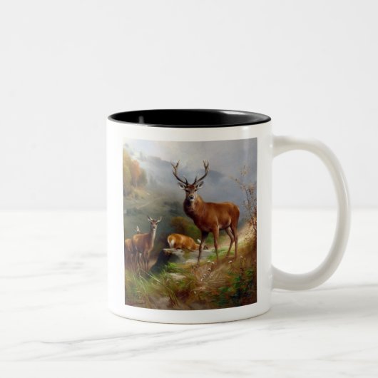 Camping der Hirschjagd Zweifarbige Tasse (Rechts)