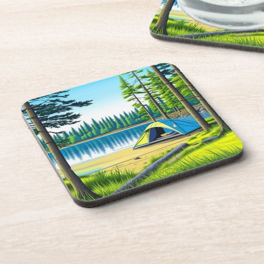 Camping der Natur im Wald Getränkeuntersetzer (Linke Seite)