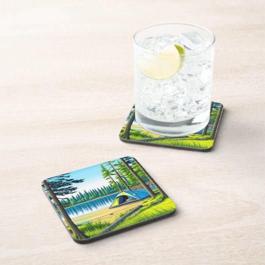 Camping der Natur im Wald Getränkeuntersetzer (Rechte Seite)