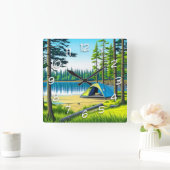 Camping der Natur im Wald Quadratische Wanduhr (Zuhause)
