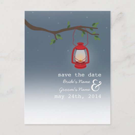 Camping der Öllampe/Abend im Freien Save the Date Ankündigungspostkarte (Vorderseite)