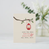 Camping der Öllampe / Hochzeit im Freien retten da Ankündigungspostkarte (Stehend Vorderseite)