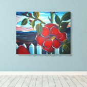 Camping der roten Blume Leinwanddruck (Insitu (Holzboden))