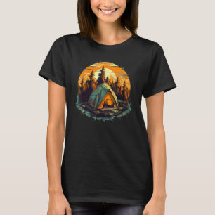 Camping der Wildnis und des Überlebens mit Zelt fü T-Shirt