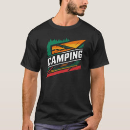 Camping-Design auf einem schwarzen T - Shirt
