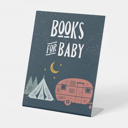 Camping Duschzeichen | Bücher für Baby Sockelschild (Vorderseite)