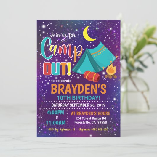 Camping Einladung Boy Camp Einladung (Stehend Vorderseite)