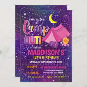 Camping Einladung Girl Camp Einladung (Vorne/Hinten)