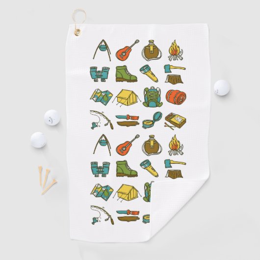 Camping-Elemente mehrfarbig Golfhandtuch (Insitu)