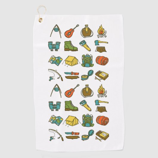 Camping-Elemente mehrfarbig Golfhandtuch (Vorderseite)