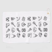 Camping-Elemente schwarz und weiß Golfhandtuch (Horizontal)