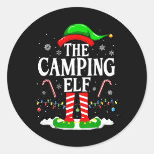 Camping Elf Xmas Funny Matching Family Group C Runder Aufkleber