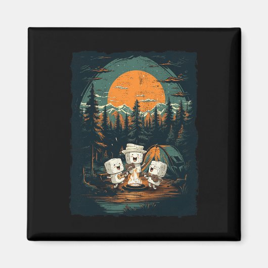 Camping Fall Vibes Retro Herbst Frauen Kinder Kind Magnet (Vorne)