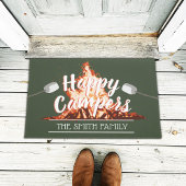 Camping Familie glücklich Campers Forest Green Fußmatte