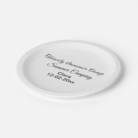 Camping Familienurlaub benutzerdefinierte Name Dat Pappteller (Schrägansicht)