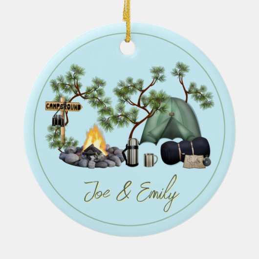 Camping Family Life Ornament für den Baum (Hinten)