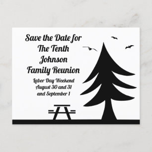 Camping Family Wiedersehen Pine Tree Picnic Graphi Einladungspostkarte