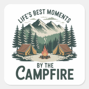 Camping-Feuer-Moment Aufkleber Retro Campingzelt