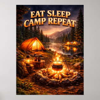 Camping-Feuer-Nacht-Escape Poster