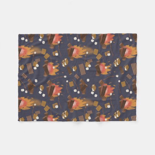 Camping Fire Outdoor Adventure & Marshmallows Fleecedecke (Vorderseite (Horizontal))