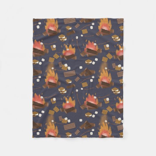 Camping Fire Outdoor Adventure & Marshmallows Fleecedecke (Vorderseite)