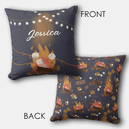 Camping Fire Outdoor Adventure & Marshmallows Kissen