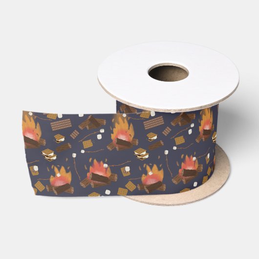 Camping Fire Outdoor Adventure & Marshmallows Satinband (Spule)