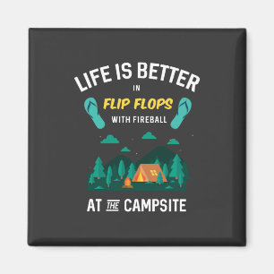 Camping - Flip Flops mit Feuerball Magnet