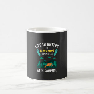 Camping - Flip Flops mit Fireball Kaffeetasse