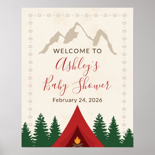 Camping Forest Baby Dusche Begrüßungszeichen Poster (Vorne)