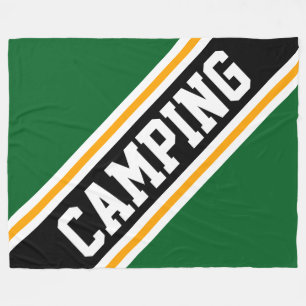 CAMPING Forest Green Yellow Black Racing Streifen Fleecedecke