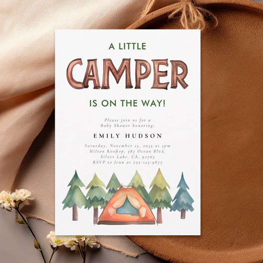 Camping Forest Watercolor Kinderdusche Einladung