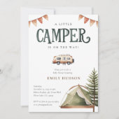 Camping Forest Watercolor Kinderdusche Einladung (Vorderseite)