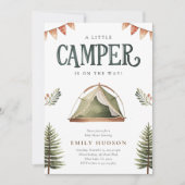 Camping Forest Watercolor Kinderdusche Einladung (Vorderseite)