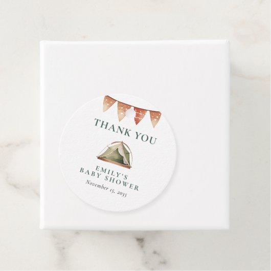 Camping Forest Watercolor Kinderdusche Geschenkanhänger (Beispiel)