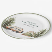 Camping Forest Watercolor Kinderdusche Pappteller (Schrägansicht)