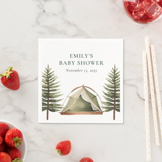 Camping Forest Watercolor Kinderdusche Serviette (Beispiel)