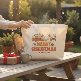 Camping Frohe Weihnachts-Rentier Personalisierter  Jumbo Stoffbeutel