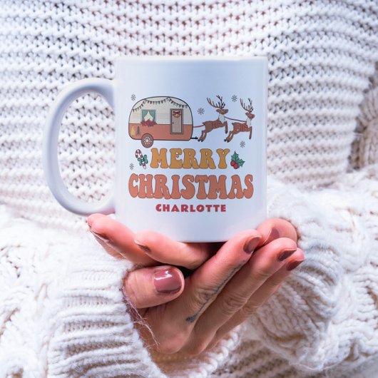 Camping Frohe Weihnachts-Rentier Personalisierter  Kaffeetasse