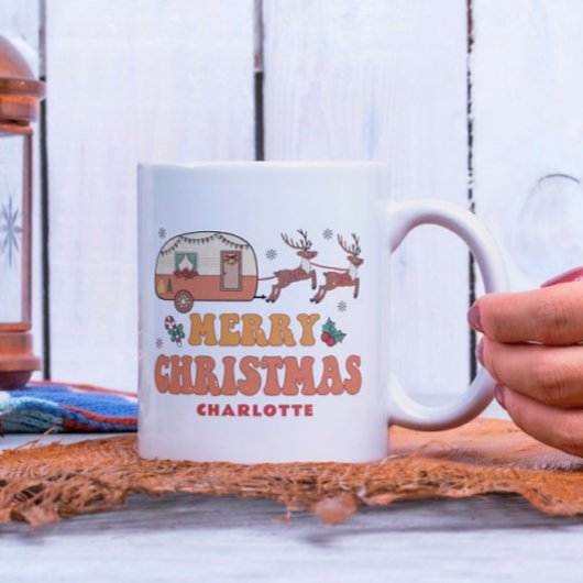 Camping Frohe Weihnachts-Rentier Personalisierter  Kaffeetasse