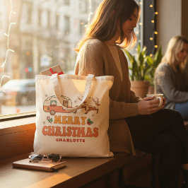 Camping Frohe Weihnachts-Rentier Personalisierter  Tragetasche