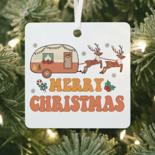 Camping Frohe Weihnachts-Rentiertypografie Ornament Aus Metall